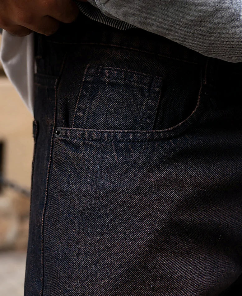 Blue jeans with a baggy leg
