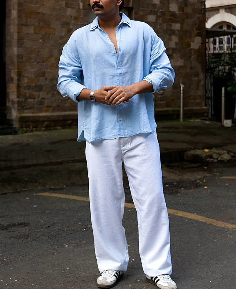 White Cotton Baggy Trouser