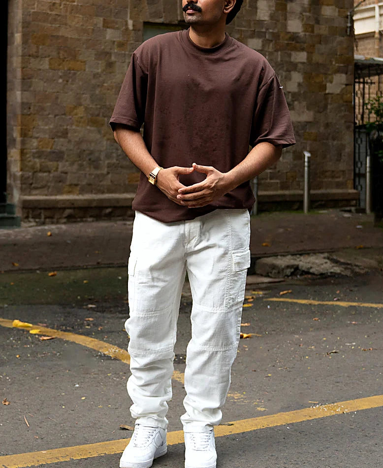 White Cotton Cargo Pant