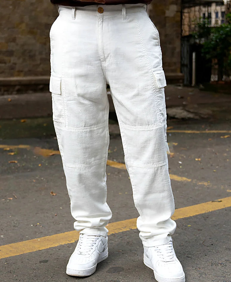 Pants in white, relaxed fit