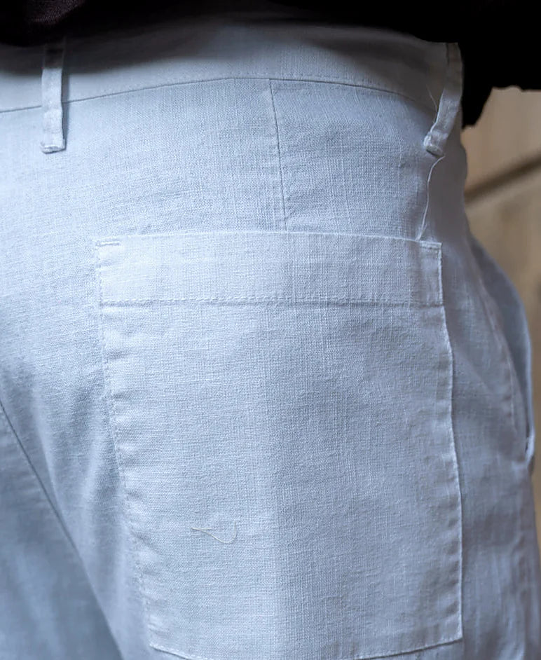 White Regular Fit Cotton Pants