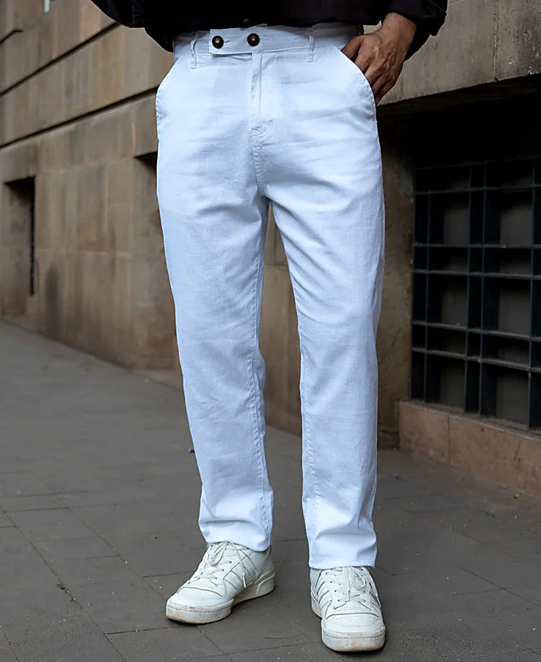 Pants in white, regular fit