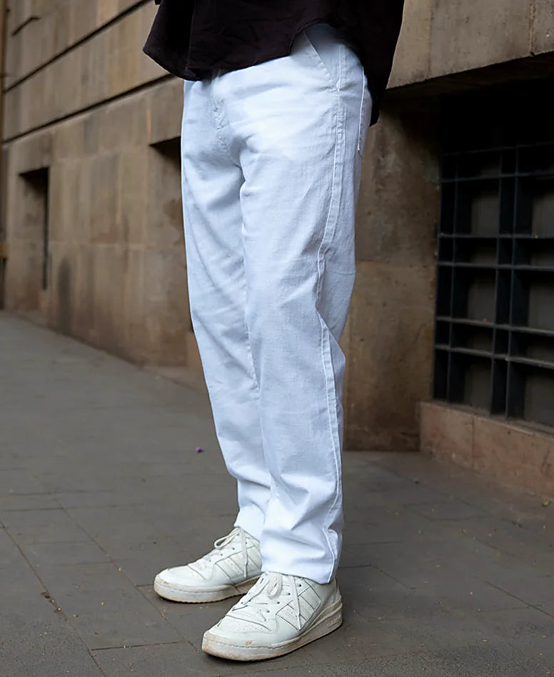 Regular pants for men in white