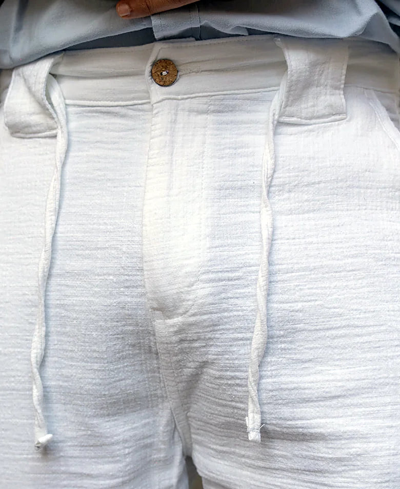 White regular trousers for men