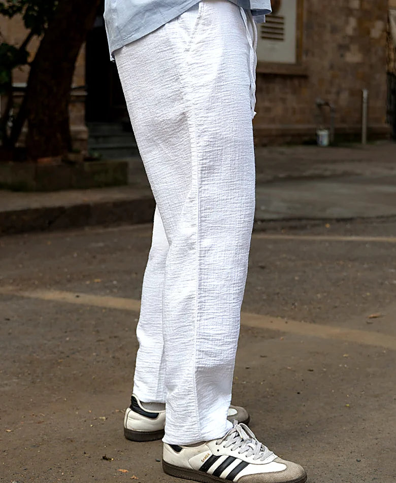 White trousers with a regular leg