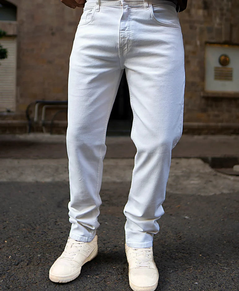 White regular jeans for men