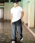 White baggy pants in cotton